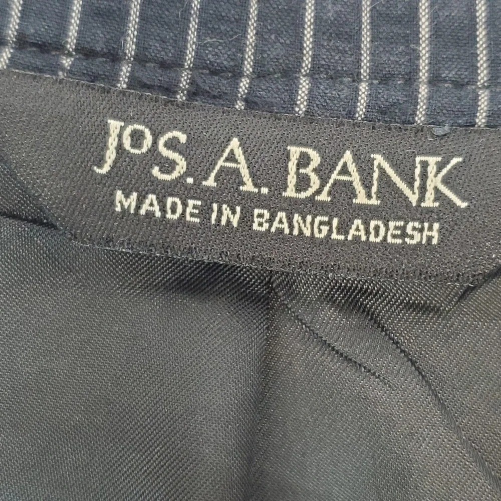 Jos. A. Bank Stays Cool Navy Pinstripe Cotton Blazer Men 46L Coastal Grandfather